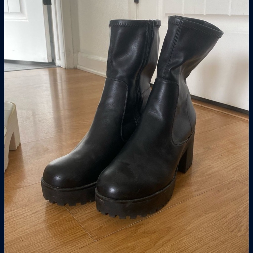Black Leather Ankle Boots